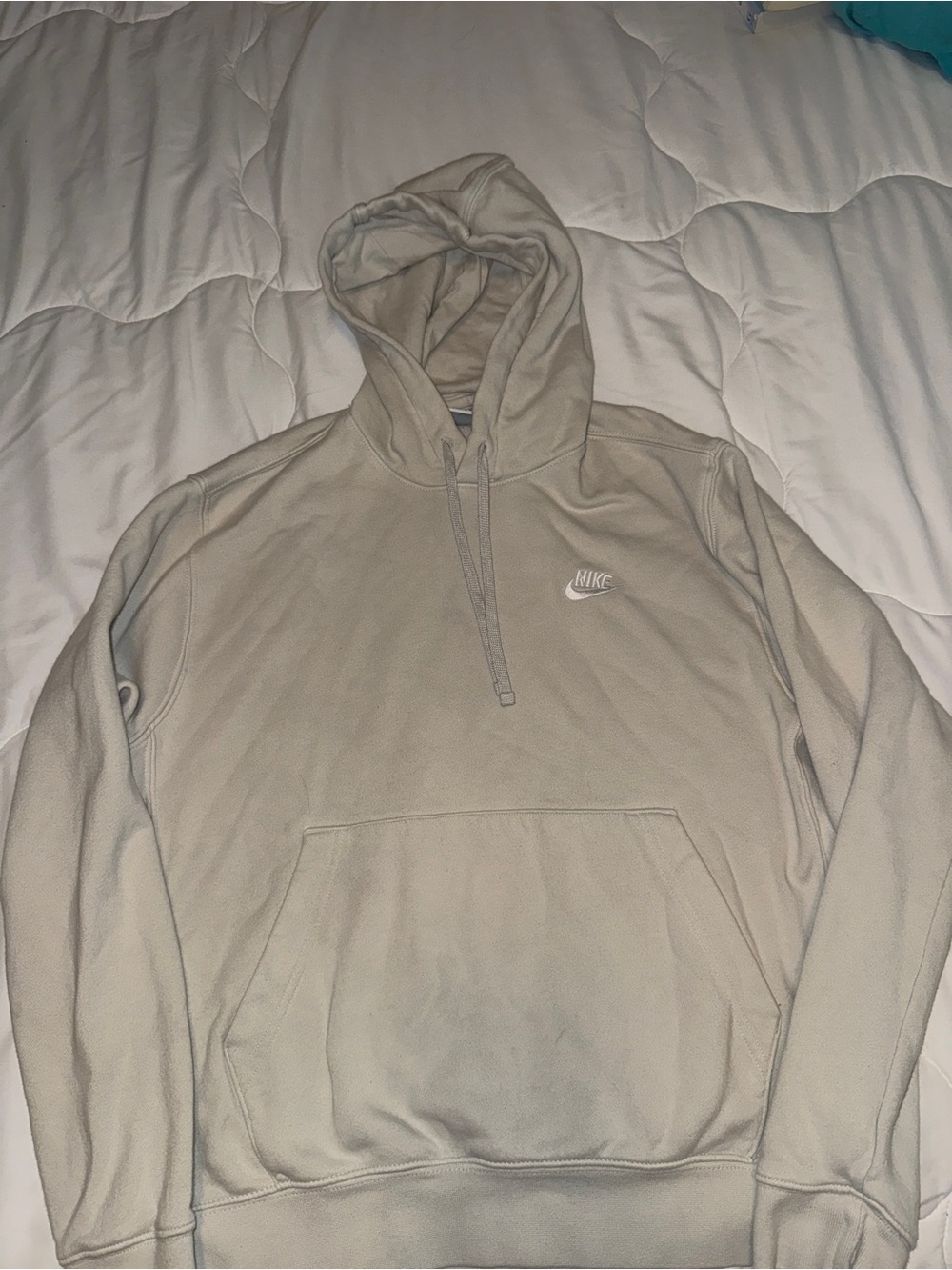 Nike Light Beige Pullover Hoodie with White Swoosh